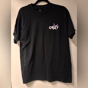 Obey Black Tee with Purple Star Logo